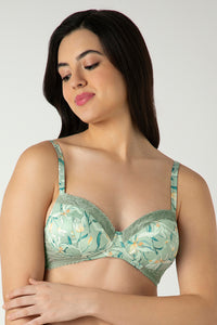 Demure Padded Non-Wired Demi Bra - Tulip Harmony Print thumbnail 1