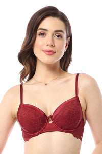 Eternal Bliss Padded Wired Demi Bra - Rio Red thumbnail 1