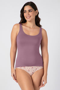 Broad Straps Body Hugging Modal Vest - Dusty Orchid - color option
