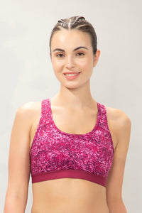 Energize Medium Impact Round Neck Sports Bra - Mosaic Print - color option