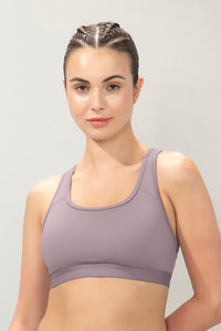 Energize Medium Impact Round Neck Sports Bra - Purple Dove - color option