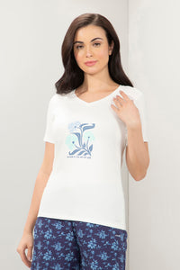 V-Neck Sleep Tee - Snow White Print - color option