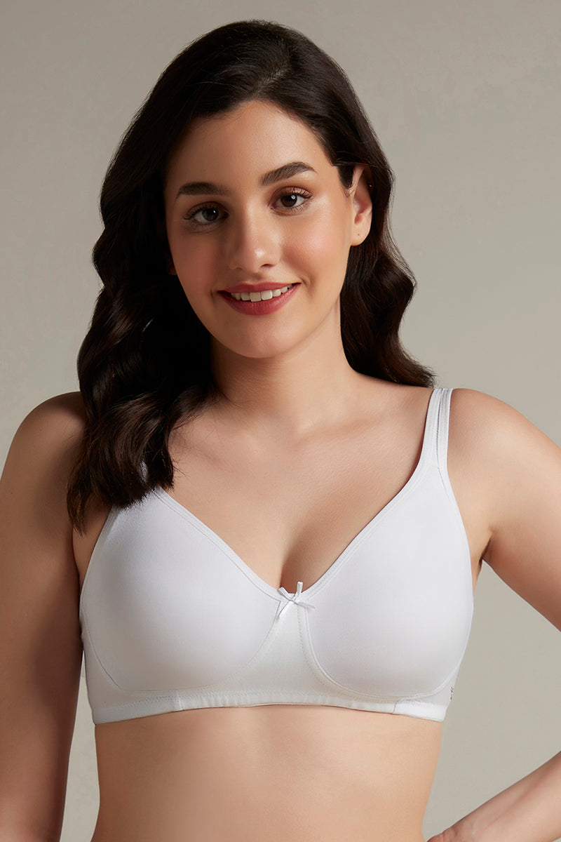 Chic Comfort Non-Padded and Non-Wired Cotton Bra - White