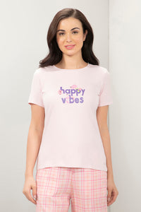 Scoop Neck Sleep Tee - Happy Vibes Print - color option