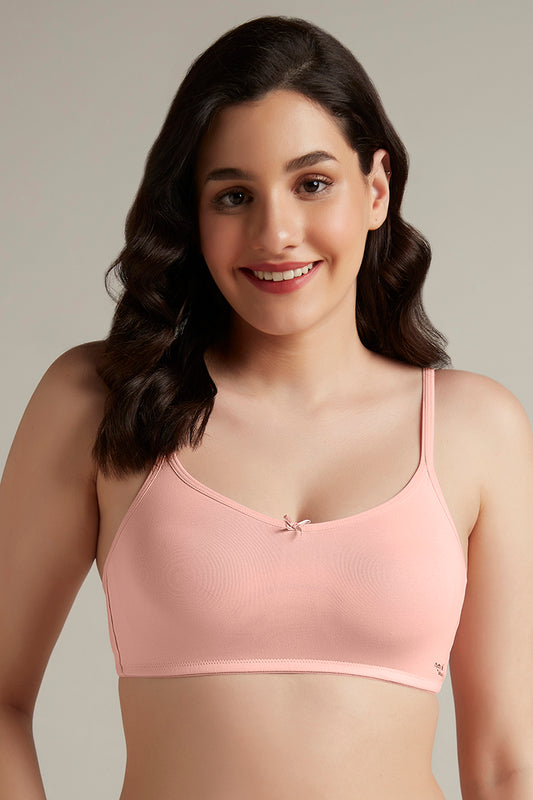 Daily Support Non Padded Non-Wired Cotton Bra - Impatiens Pink