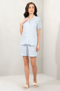 Sleep Shorts Set - Powder Blue Floral Print - color option