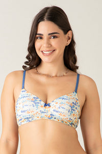 Smooth Charm Padded Wirefree Bra - Blossoms De Blue Pr thumbnail 1