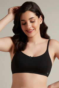 Daily Support Non Padded Non-Wired Cotton Bra - Black thumbnail 1