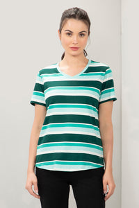 Essential V-Neck Stripe Tee - Botanical Stripes - color option