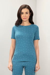 Scoop Neck Sleep Tee - Blue Heart Print - color option