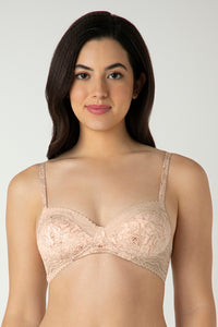 Demure Padded Non-Wired Demi Bra - Delicate Bloom Print - color option