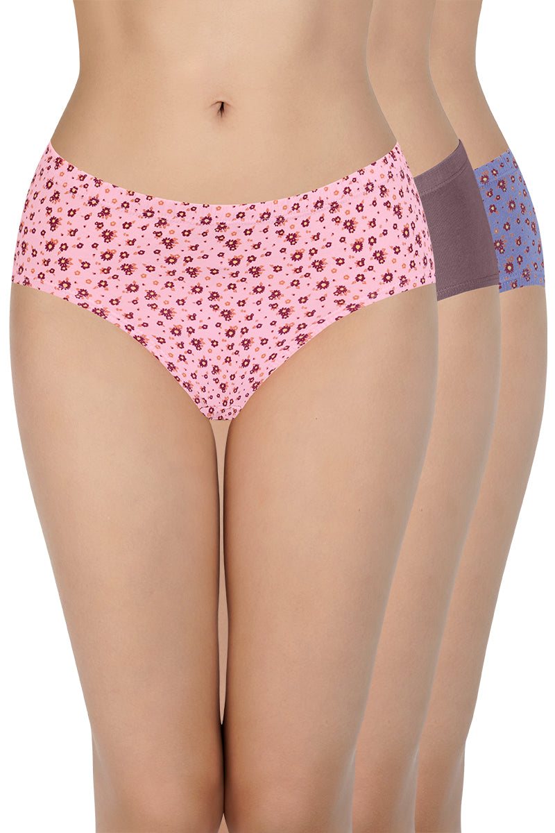100% Cotton Hipster Panty Pack (Pack of 3) - D018 - Multi