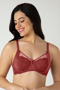 Glam Floral Non-Padded Wired Minimizer Bra - Cowhide - color option