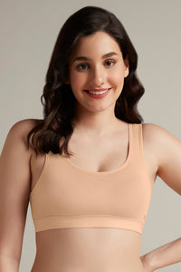 Easy Slip-On Non-Padded Non-Wired Cotton Bra - Sandalwood - color option