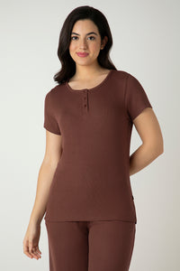 Serene Dream Henley Neck Tee - Cinnamon - color option