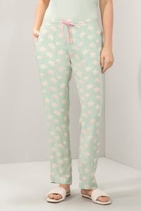 Full Length Pyjama Bottom - Seafoam Green Floral Print - color option