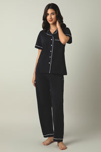 Sleep Button Down PJ Set - Black thumbnail 1