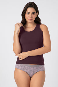 Broad Strapped Body Hugging Tank Top - Wine Tasting - color option