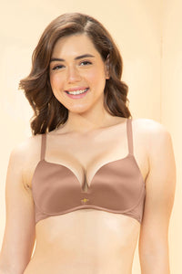 Elevate Curves Padded Non-Wired Push-up Bra - Macaroon thumbnail 1