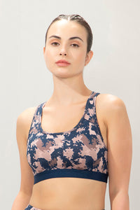 Energize Medium Impact Round Neck Sports Bra - Stripy Geo Print - color option