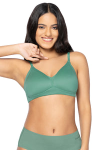 Smooth Plunge Padded Non-Wired Bra - Malachite Green thumbnail 1