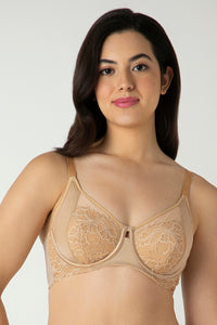 Glam Floral Non-Padded Wired Minimizer Bra - Cornstalk thumbnail 1
