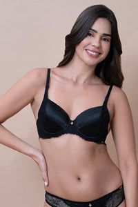 Amore Padded Wired Demi Bra - Black - color option