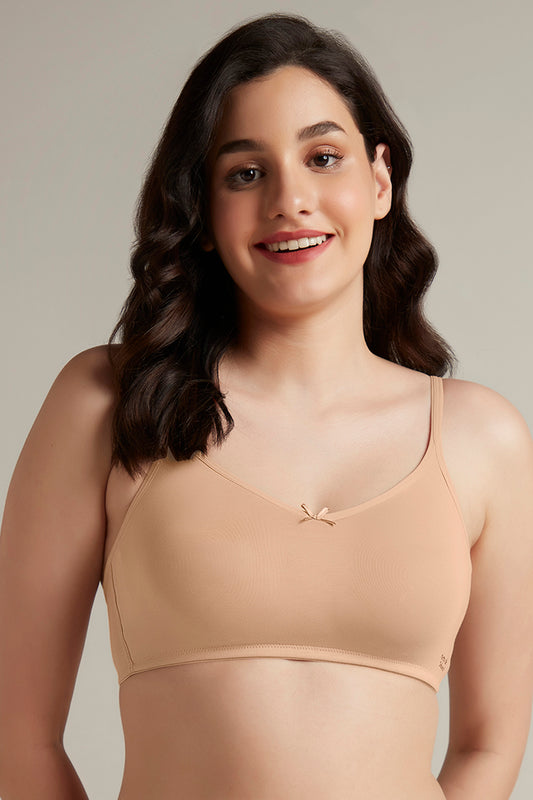 Daily Support Padded Non-Wired Cotton Bra - Sandalwood