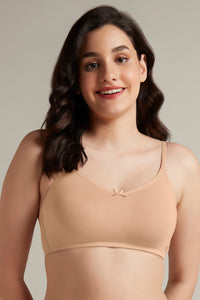 Daily Support Non Padded Non-Wired Cotton Bra - Sandalwood - color option