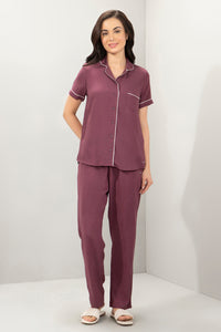 Half-Sleeves Sleep PJ Set - Egg Plant - color option