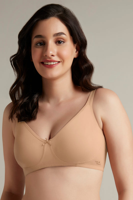 Chic Comfort Non-Padded and Non-Wired Cotton Bra - Sandalwood