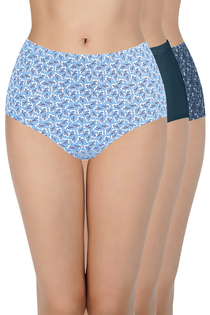 100% Cotton Full Brief Panty Pack (Pack of 3) - D030 - Multi