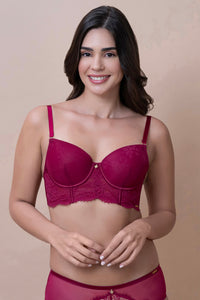 Amore Padded Wired Demi Longline Bra - Anemone thumbnail 1