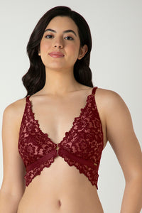 Femme Lace Padded Non-Wired Demi Bra - Biking Red - color option