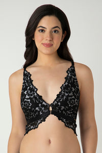Femme Lace Padded Non-Wired Demi Bra - Black - color option