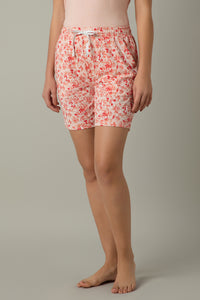 Sleep Shorts - Peach Floral Print thumbnail 1
