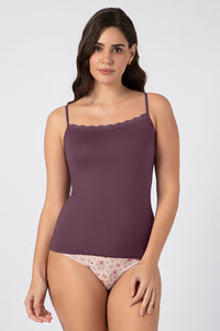 Modal Lace Camisole - Eggplant thumbnail 1