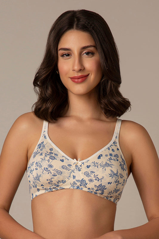 Chic Comfort Non-Padded and Non-Wired Cotton Bra - Floral Print