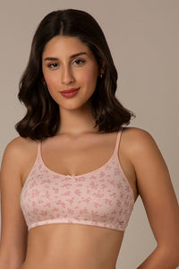 Daily Support Non Padded Non-Wired Cotton Bra - Pink Floral Print - color option