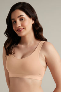 Easy Slip-On Non-Padded Non-Wired Cotton Bra - Sandalwood thumbnail 2