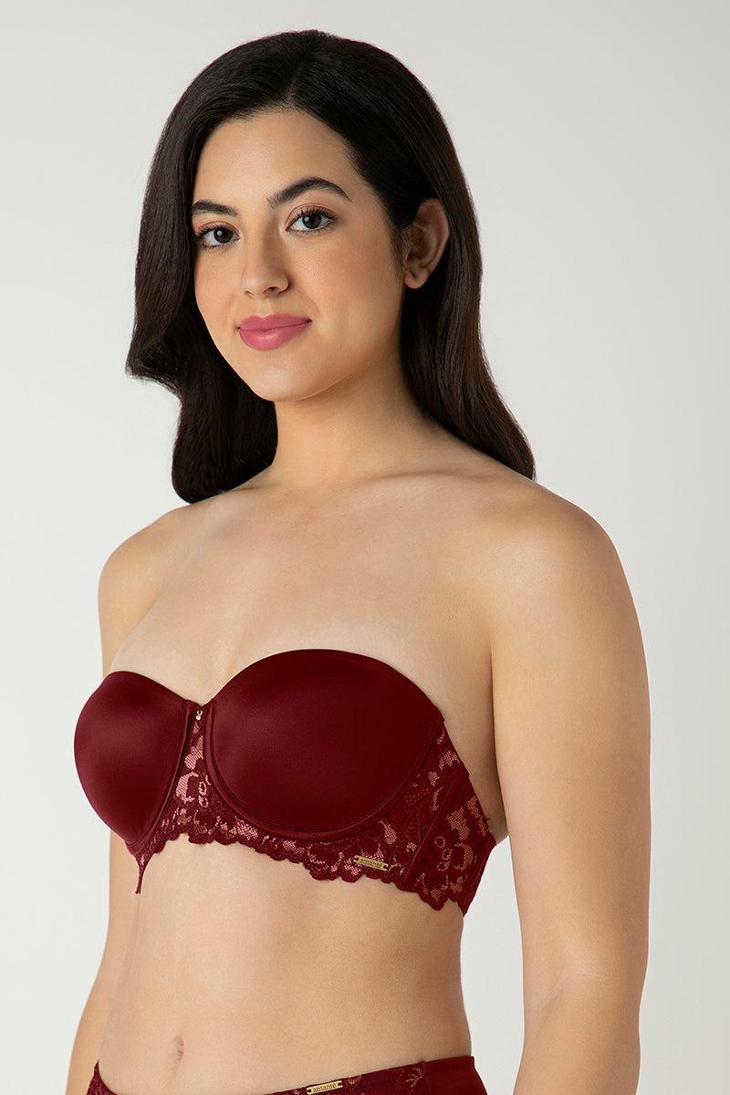 Femme Lace Padded Wired Multiway Bra Biking Red - Main Image