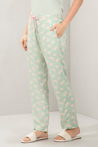Full Length Pyjama Bottom - Seafoam Green Floral Print thumbnail 2