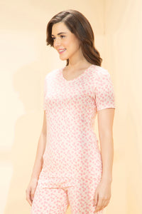 V-Neck Sleep Tee - Bisque Floral Print thumbnail 2