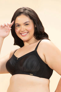 Contoured Comfort Non-Padded Non-Wired Support Bra - Black thumbnail 2