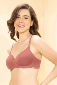 Effortless Bliss Padded Non-Wired Bra - Brick Dust thumbnail 2