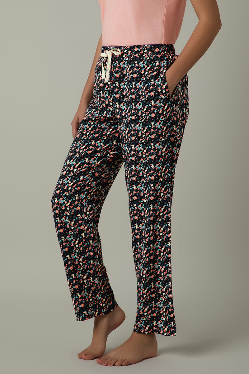 Full Length Pyjama Bottom - Black Beauty Floral Print