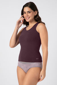 Broad Strapped Body Hugging Tank Top - Wine Tasting thumbnail 2