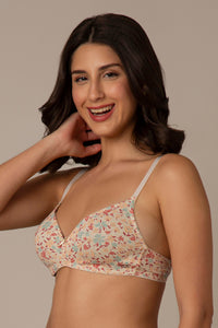 Smooth Style Padded Non-Wired Cotton Bra - Daisy Print thumbnail 2