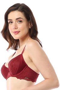 Eternal Bliss Padded Wired Demi Bra - Rio Red thumbnail 2
