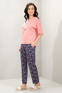 Lounge Laze PJ Set - Navy Floral Print thumbnail 2